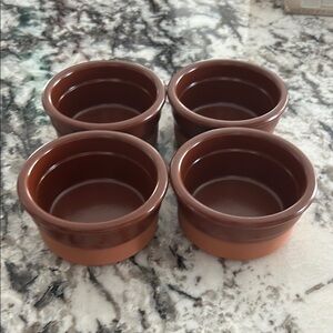 Brown Ceramic Ramekin Set of 4